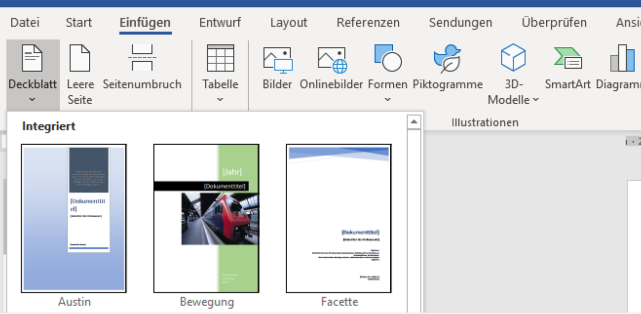 deckblatt einer facharbeit - Word